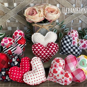 Valentines Day Hearts, Fabric Stuffed Heart, Tiered Tray Valentines Decor, Stuffed Fabric Heart
