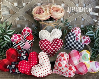 Valentines Day Hearts, Fabric Stuffed Heart, Tiered Tray Valentines Decor, Stuffed Fabric Heart