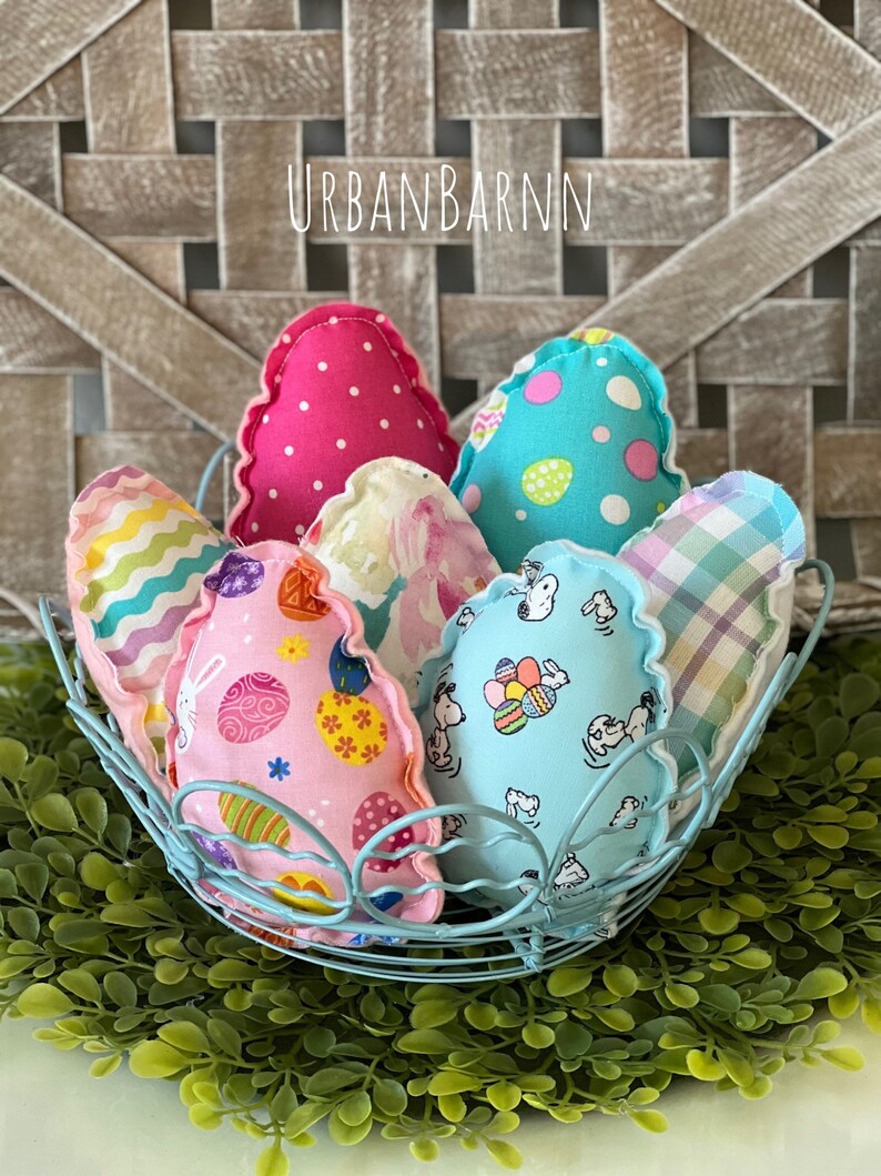 Easter Fabric Eggs Stuffed Fabric Mini Egg Pillows Easter Etsy