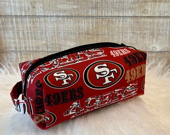 Estuche cuadrado de los 49ers - Estuche para maquillaje de los 49ers - Estuche cuadrado de los 49ers - Estuche para maquillaje - Estuche de viaje - Estuche con llavero y cremallera - Estuche para cosméticos de los 49ers - Estuche para cables