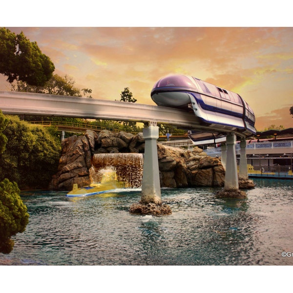 Disneyland's Monorail, Submarine Voyage #165,  BUY 2 GET 1 -8x12 print free!! Fuji Pearl Paper  / Metal Print