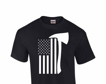 American axe Firefighter Flag  T-Shirt