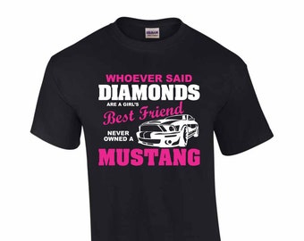 Camiseta de niña "Diamantes y Mustangs", para amantes de los coches