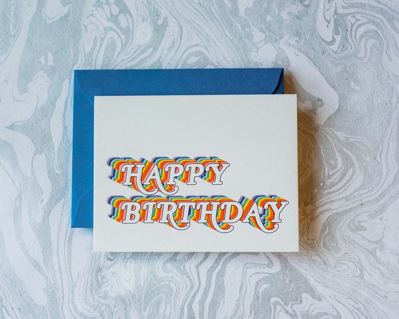 HAPPY BIRTHDAY / Retro Birthday Cards / Set of 10 or Singles / Vintage Typography Birthday Cards image 1