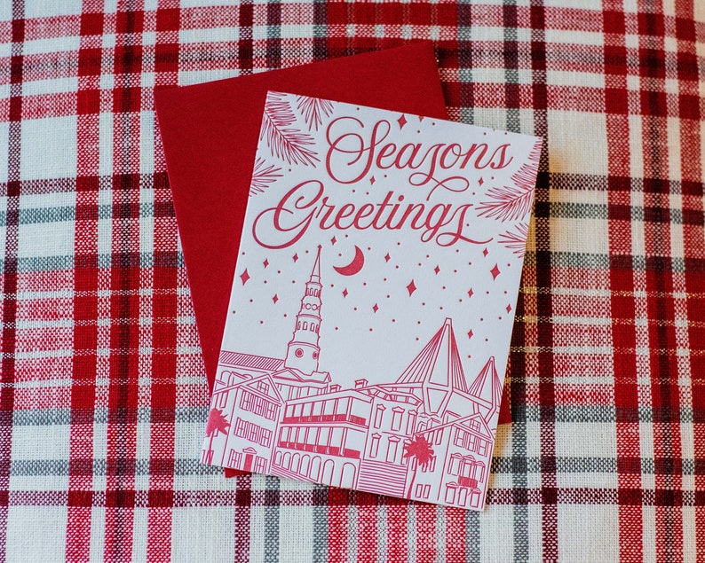 Season's Greetings Christmas Card Set / Charleston Christmas Cards / Set of 10 / Holiday Cards image 1