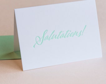 SALUTATION Letterpressed Greeting Card /  Greeting Cards / Set of 10 with Envelopes / Holiday Cards / Note Card Set