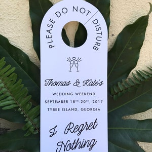 WEDDING DOOR HANGERS / Do Not Disturb Sign / Wedding Hangover Kit / Personalized Door Hanger / Custom Door Hangers / Set of 10