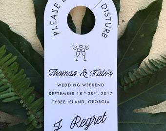 WEDDING DOOR HANGERS / Do Not Disturb Sign / Wedding Hangover Kit / Personalized Door Hanger / Custom Door Hangers / Set of 10