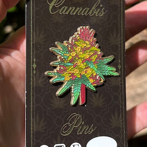 Mustard Gas OG Cannabis Lapel pin-  Pot Leaf Pins, 420, Dank Nugs