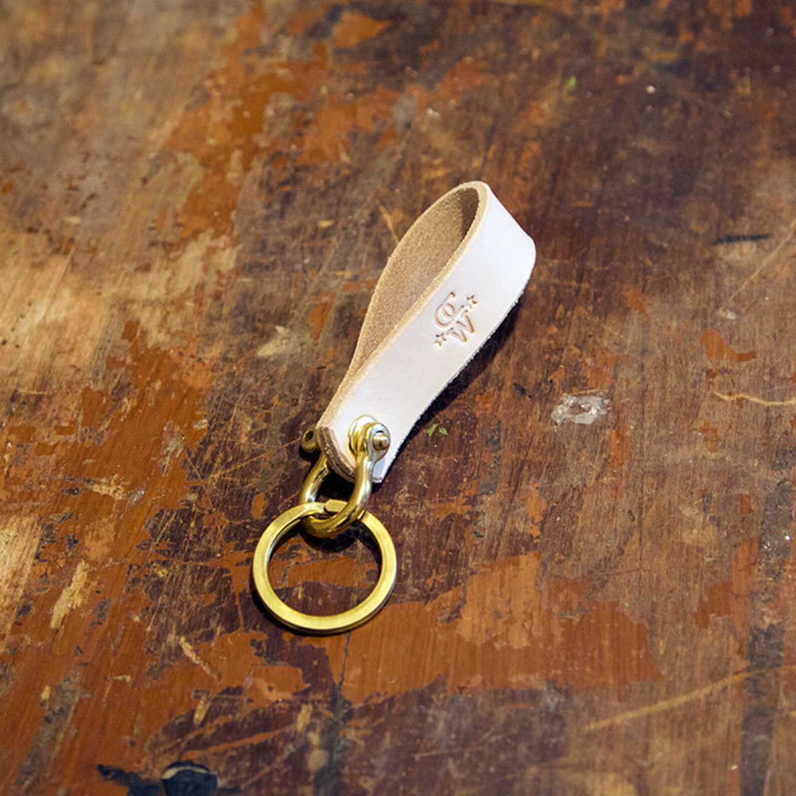 Leather Loop Key Fob With Solid Brass Hardware Shackle Keychain Etsy