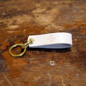 Leather Loop Key Fob with Solid Brass Hardware Shackle Keychain