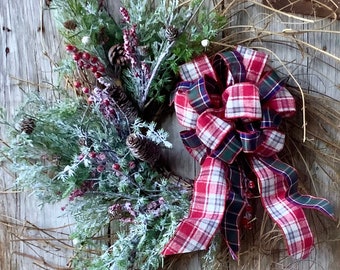 Extra Large Winter Wreath with Cedar, Berries, Pine Cones and Jingle Bells