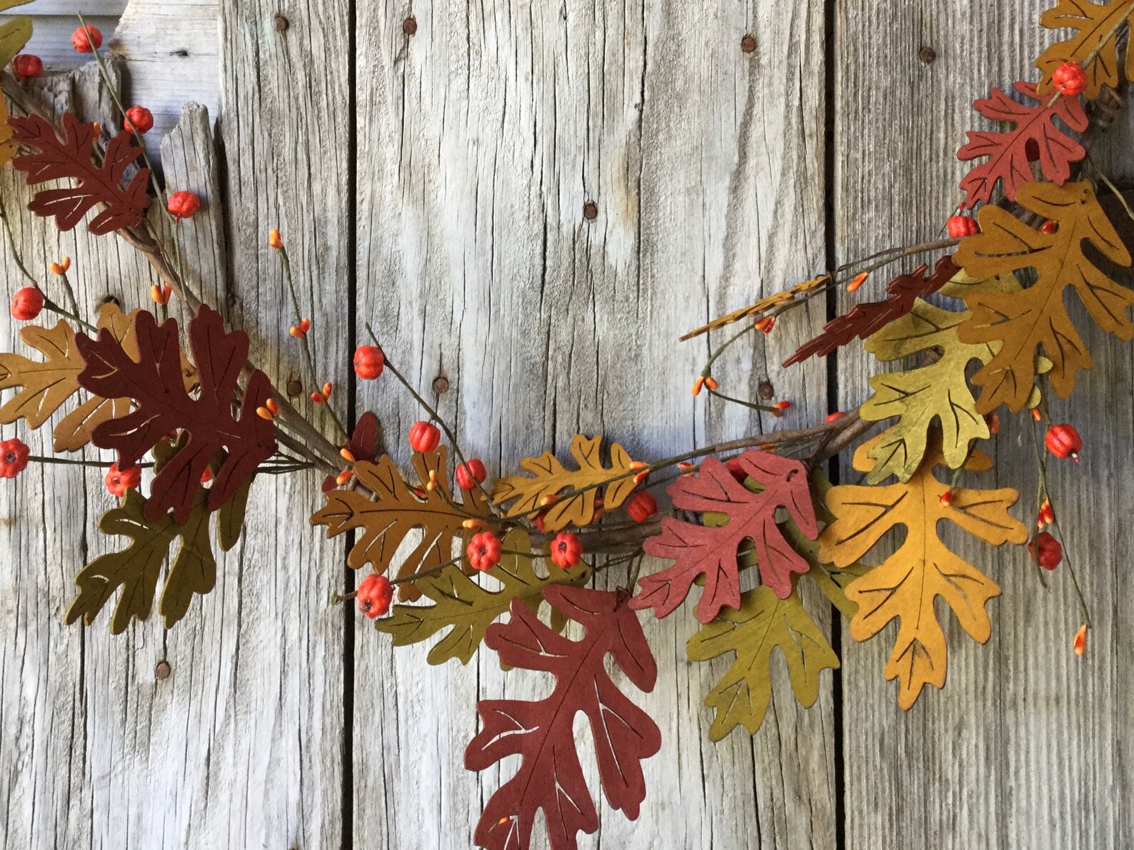 Fall Oak Leaf Garland Fall Garland Wood Oak Leaves Fall Oak Etsy