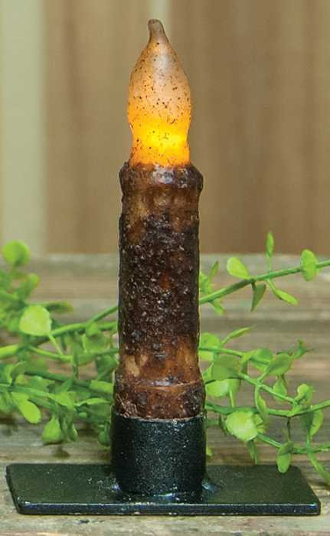 Burnt Mustard Flameless Candle With Timer Feature ,primitive Taper