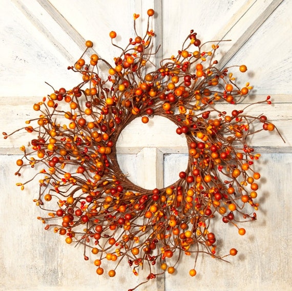 Orange Pip Berry WreathLarge Candle Ring Mini