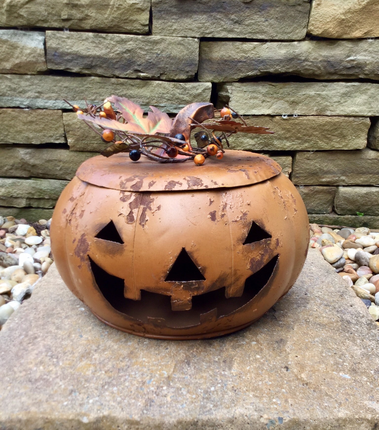 Jack O Lantern Luminary with Pip Berries
