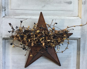 Wall Pocket Star with Black and Tan Pip Berries
