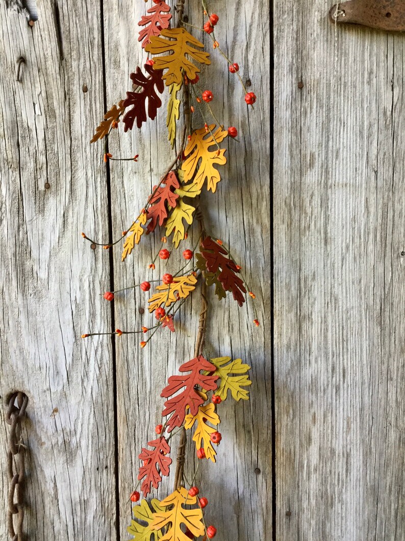 Fall Oak Leaf Garland Fall Garland Wood Oak Leaves Fall Oak Etsy