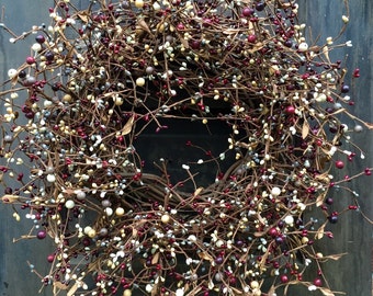 Plum and Slate Blue Berry Wreath