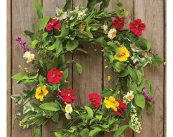 Hibiscus and Spring Flowers Wreath, Spring Wreath, Summer Wreath, Shabby Chic Wreath, Farmhouse Decor, Spring Decor, Free Shipping