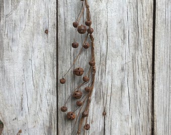 Rusty Bell Garland with Small Jingle Bells