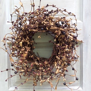 Mulberry Pip Berry Wreath, Rustic Wreath, Mini Wreath, Country Wreath, Front Door Wreath, Primitive Wreath, Candle Wreath, Mini Wreath, image 5