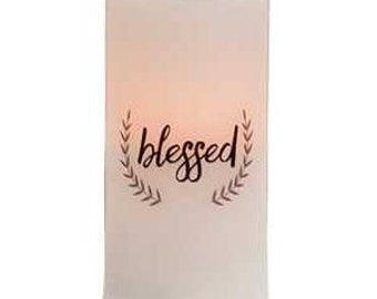 Blessed Timer Pillar Candle, Rustic Candles, Battery Operated Candles,