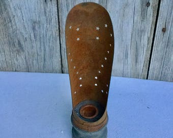 Punched Tin Taper Candle Holder