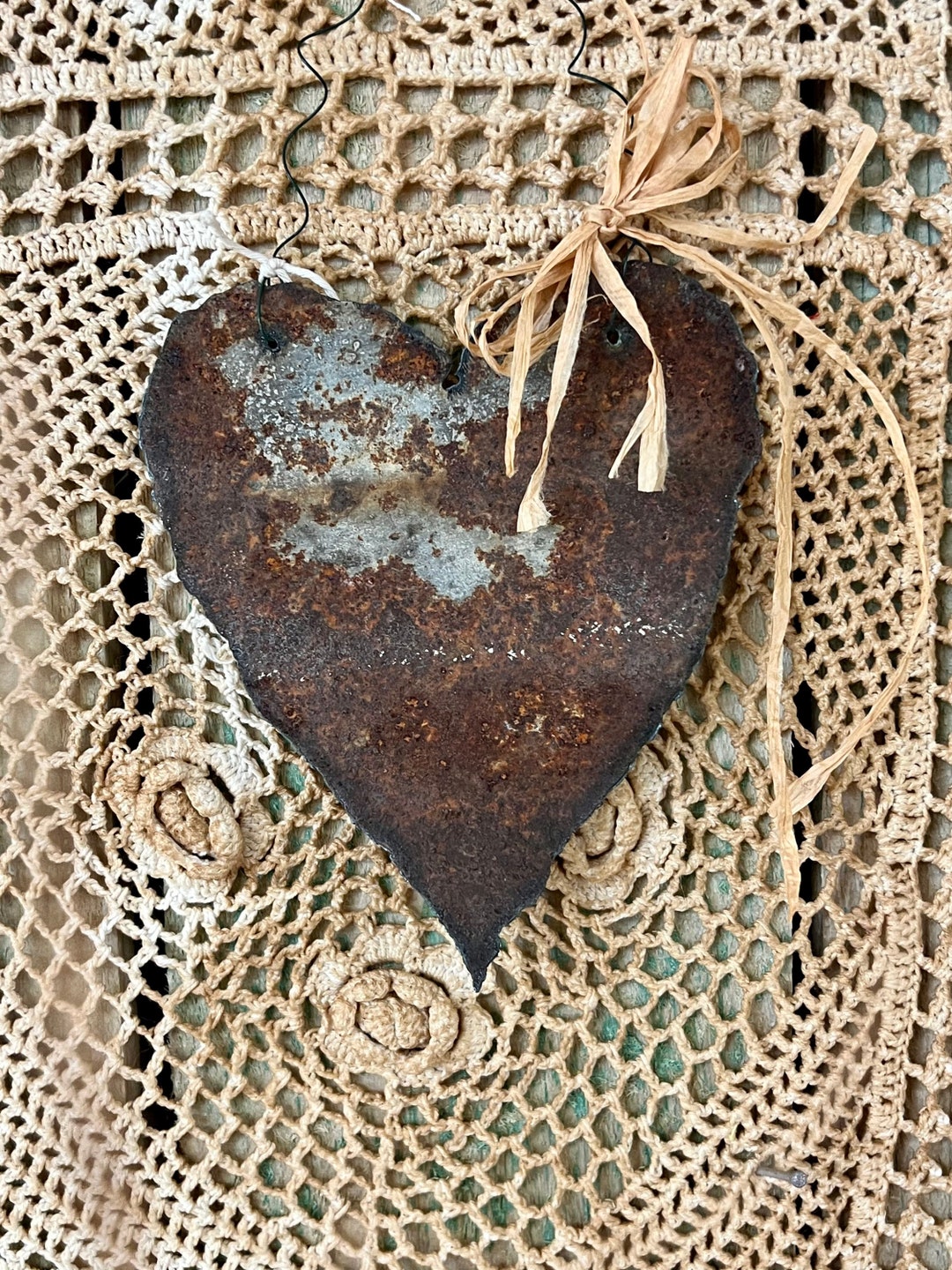 Small Rustic Metal Heart Ornaments Valentine Decor Wedding - Etsy