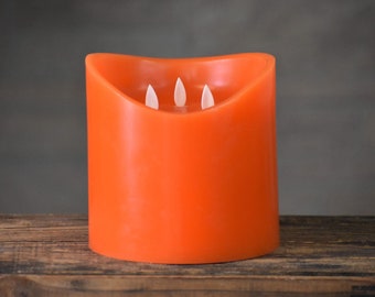3 Wick Orange Flameless LED Candle with Moving Flames