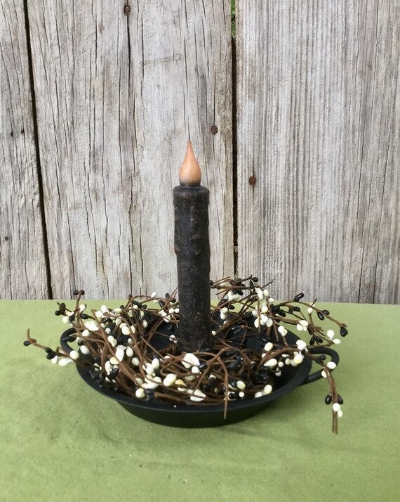 NEW Primitve Vintage Farmhouse Black Wrought Iron INFINITY Taper Candle Holder