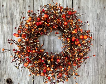 Jobflower Ghirlanda Autunnale Per Porta, 61 Cm, Con Fiori Arancioni Fatti A Mano, Decorazione Per Ringraziamento E Raccolto