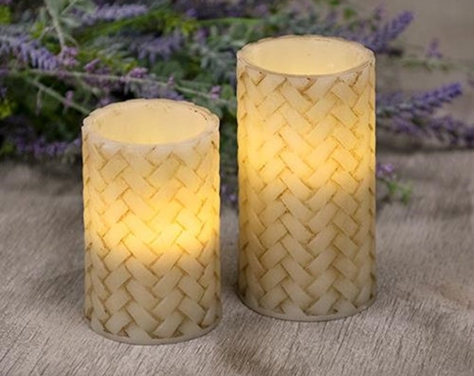 Grungy Flameless Pillar Candles, Primitive Candles , Primitive Pillar