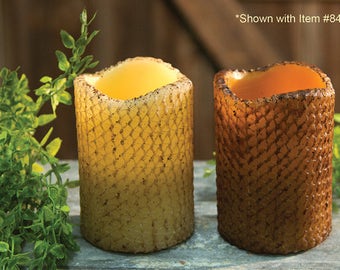 Flameless Honeycomb Pillar Candle with Timer Feature