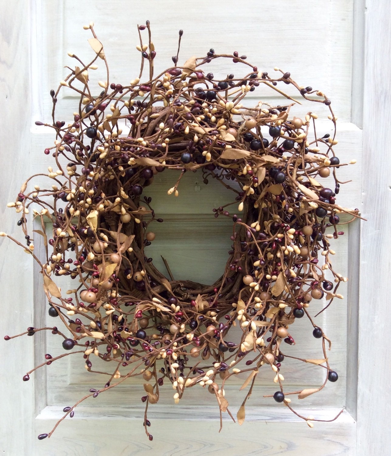 Candle Wreath with Mulberry and Tan Pip Berries