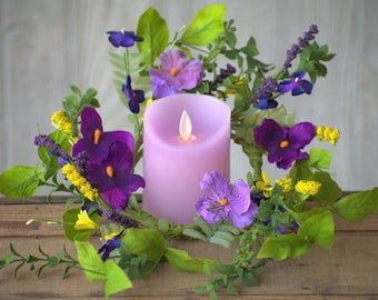 Purple Pansy Candle Ring