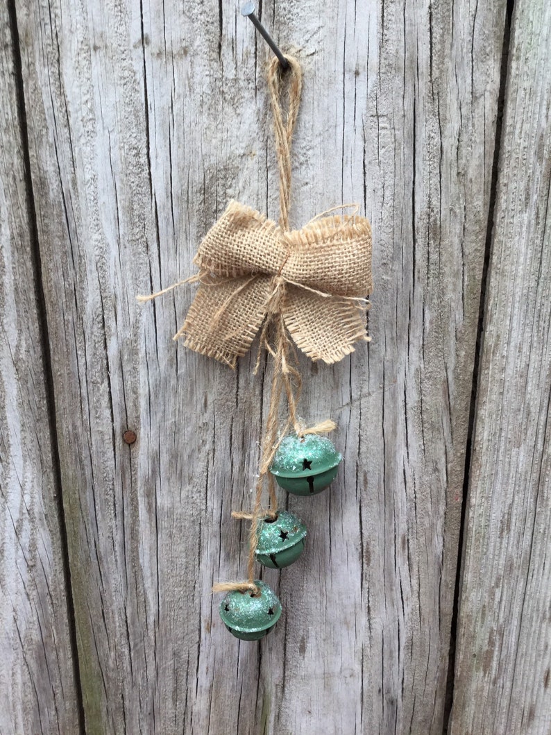 Rusty Jingle Bell Door Hanger with Holiday Ribbon Christmas Etsy