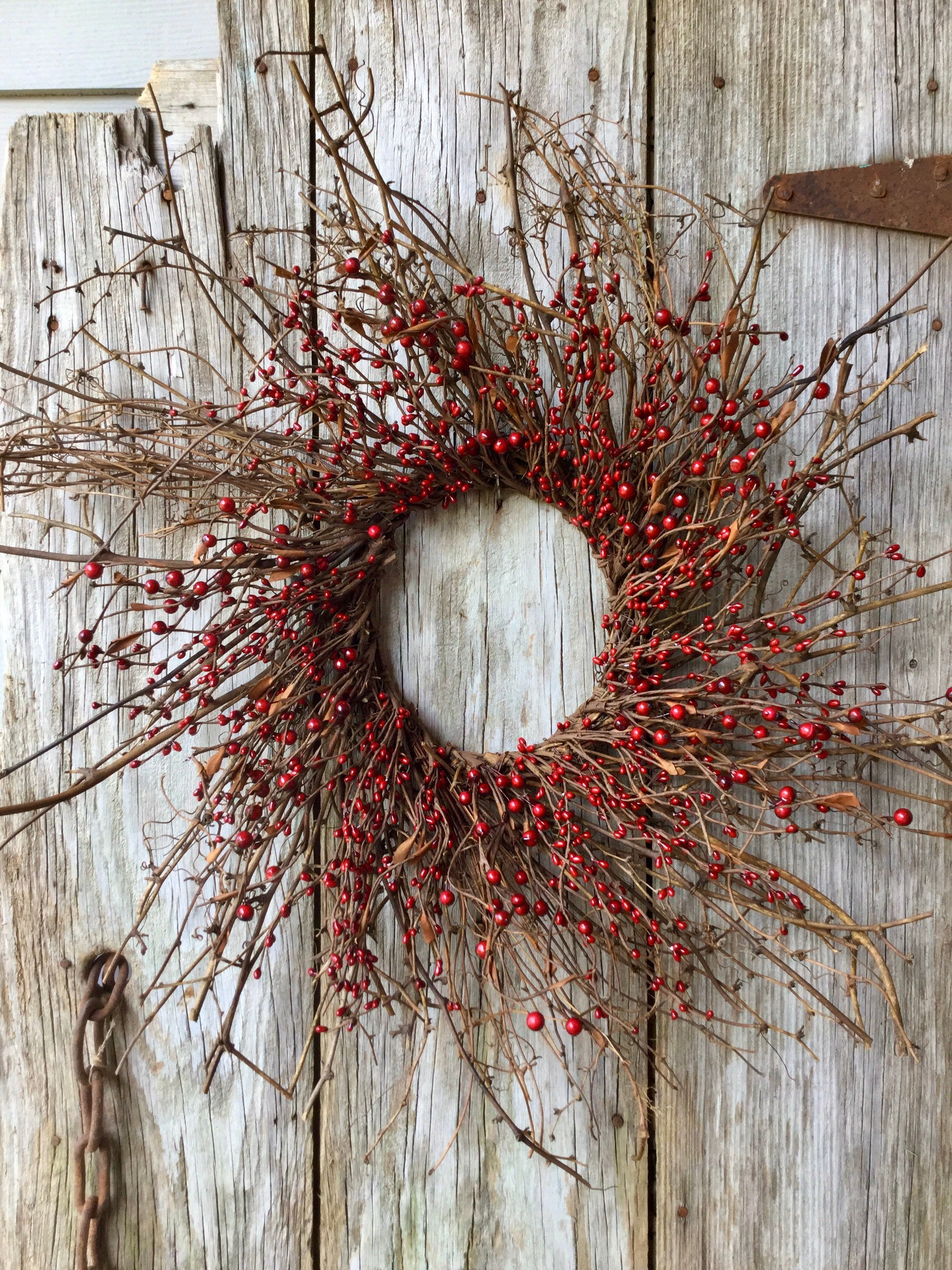 Twig Wreath with Red Pip Berries