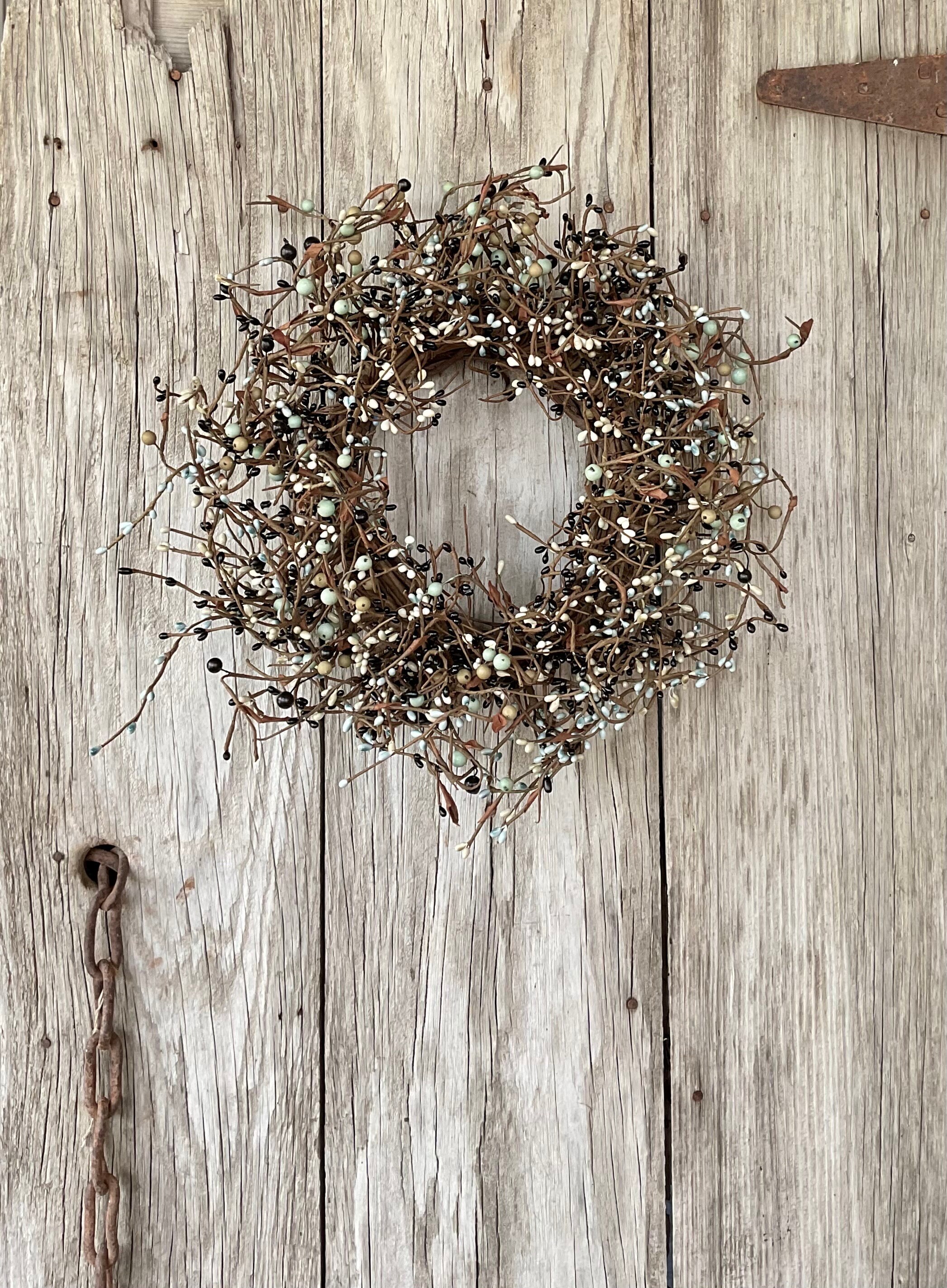 Small Berry Window Rings Light Blue Berry Mini Wreath: Farmhouse Front Door Decor, Candle Ring ...