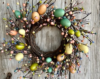 Easter Wreath with Pip Berries and Easter Eggs