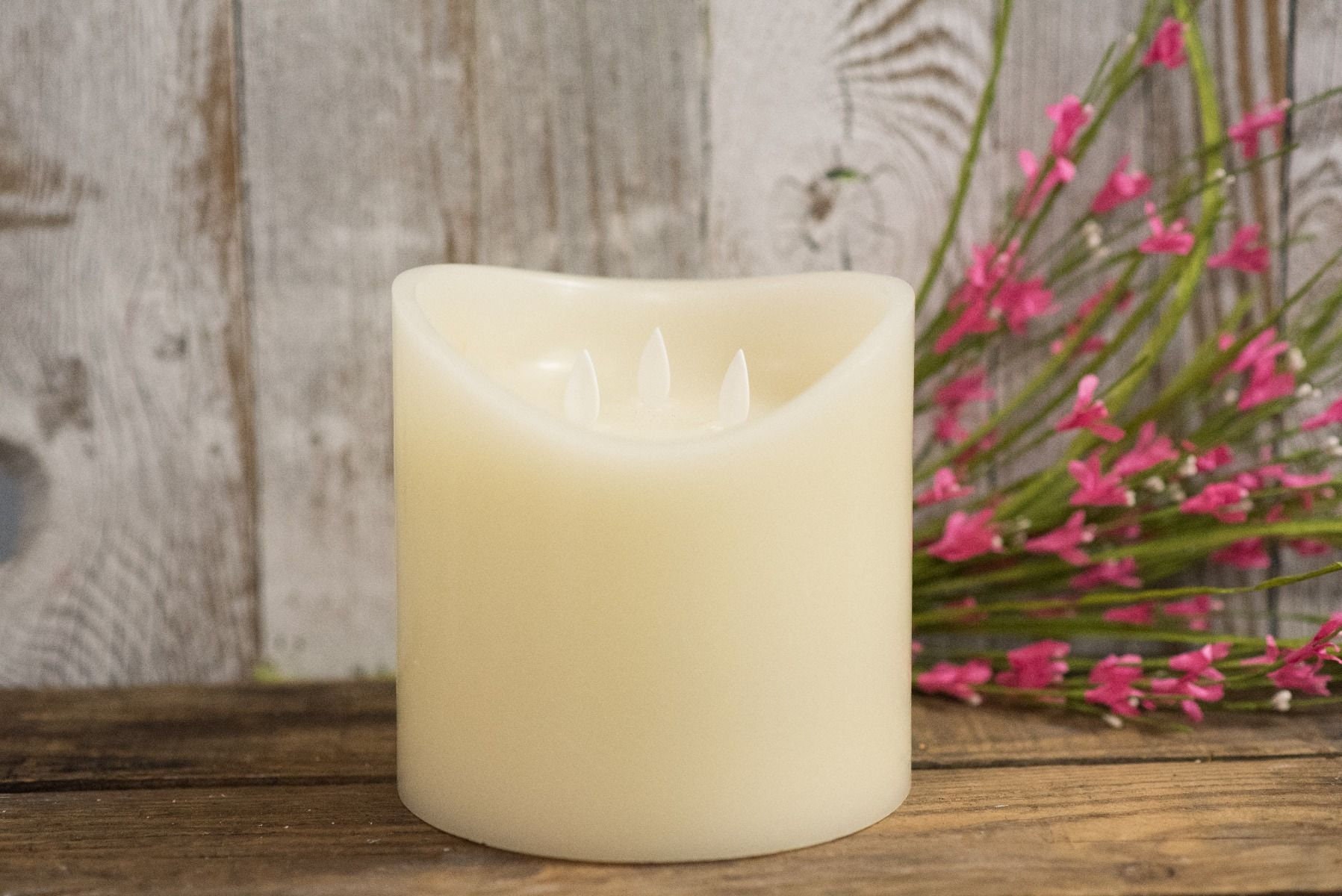 3 Wick White Flameless Candle with Moving Flames Etsy