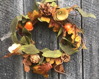 Fall Wreath Ring with Acorns, Pine Cones and Fall Foliage