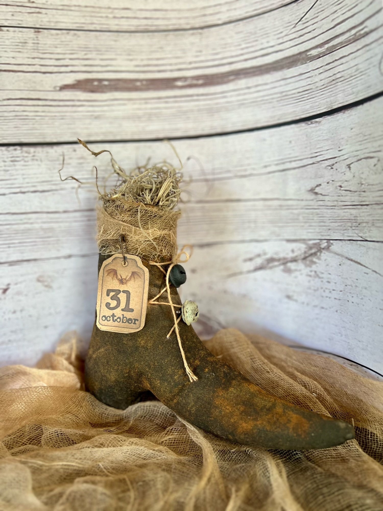 Primitive Scented Witch Boot, Primitive Halloween, Witch Boot, Witch Decor, Primitive Decor, Halloween Decor, Halloween Bowl Fillers
