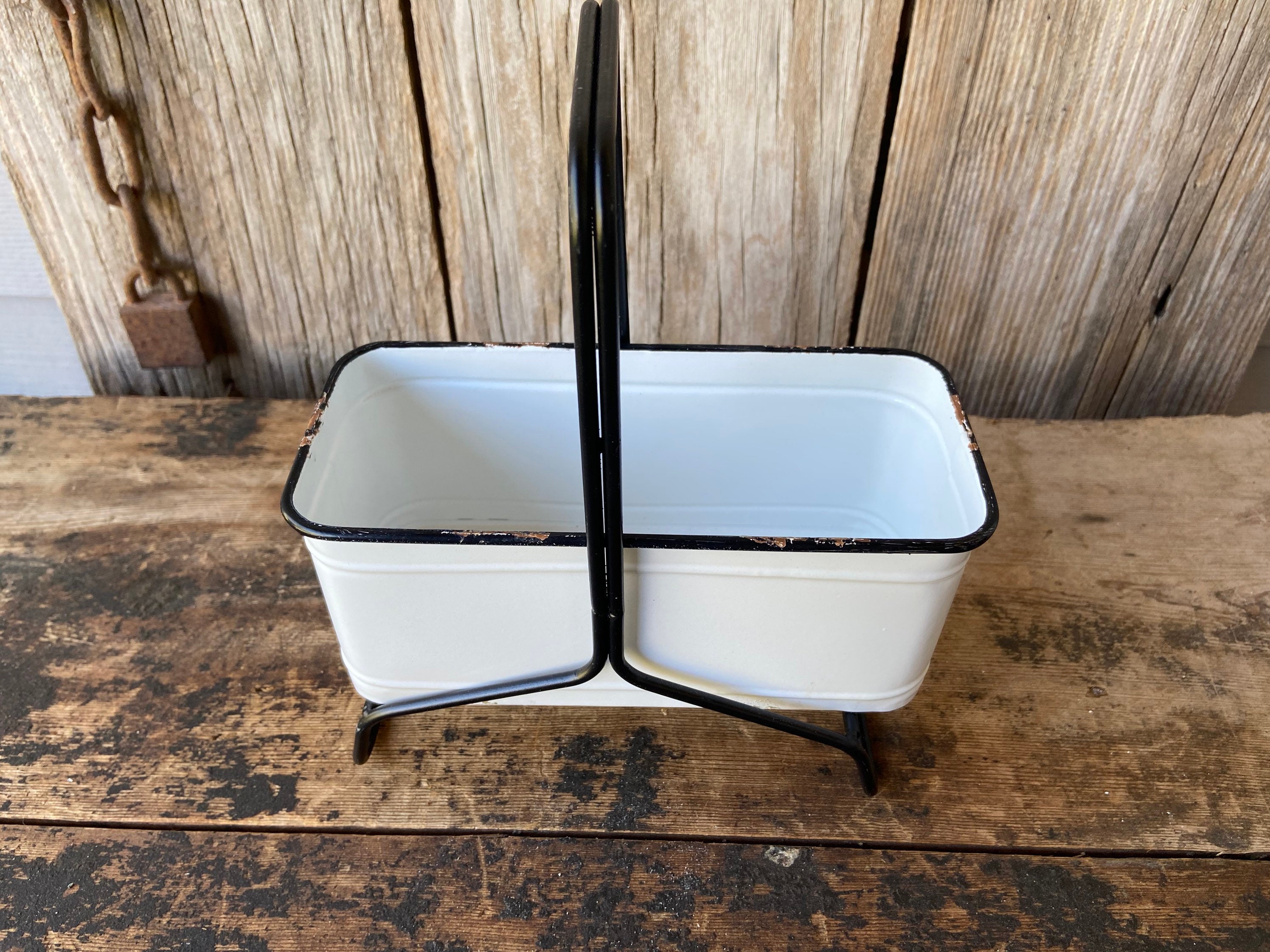 White Enamel Caddy