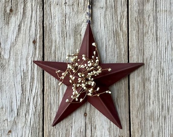 Rustic Burgundy Barn Star with Cream Pip Berries