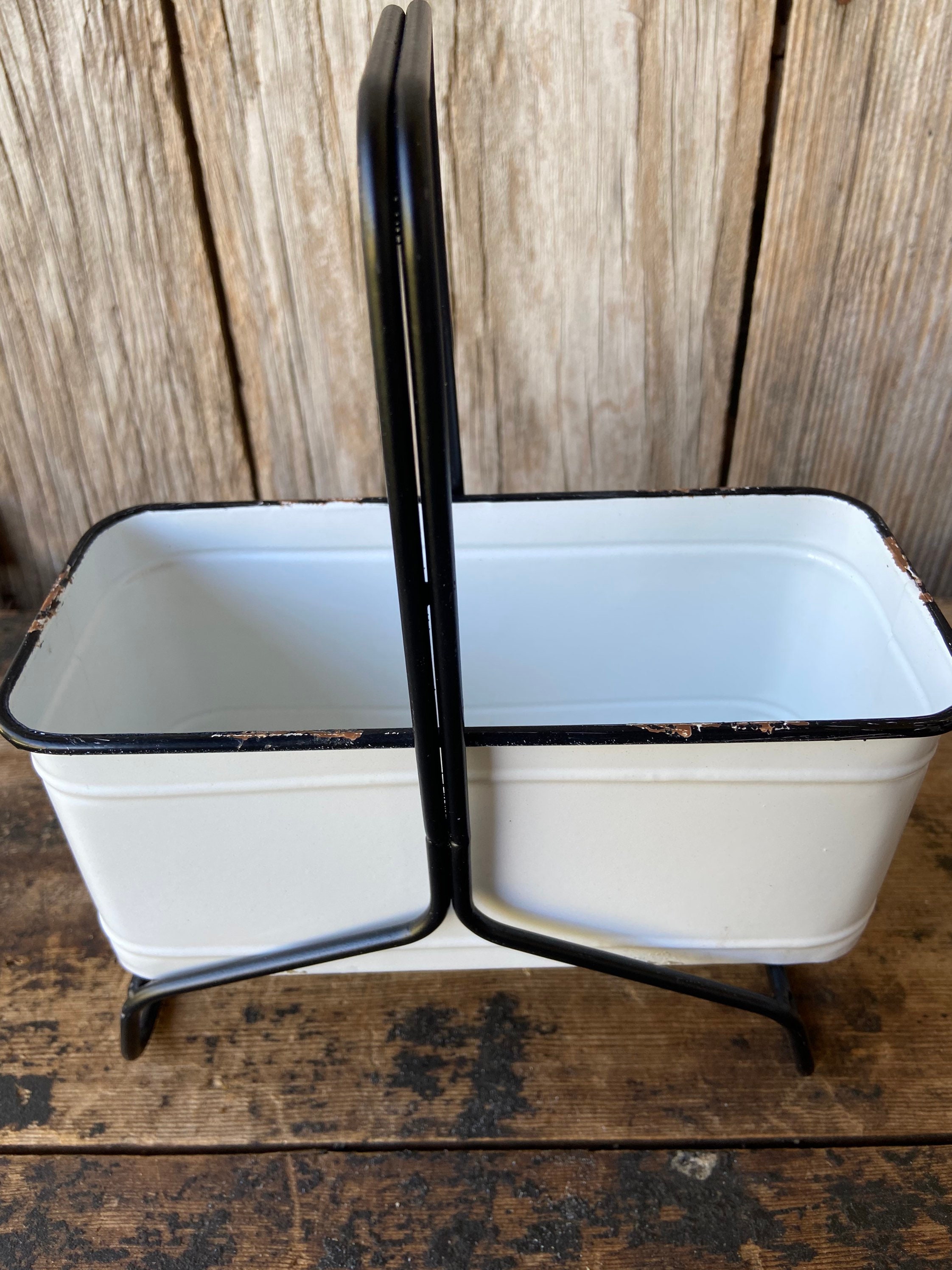 White Enamel Caddy