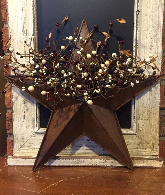 Rustic Primitive Rusty Tin 12/" Pocket Barn Star home decor New