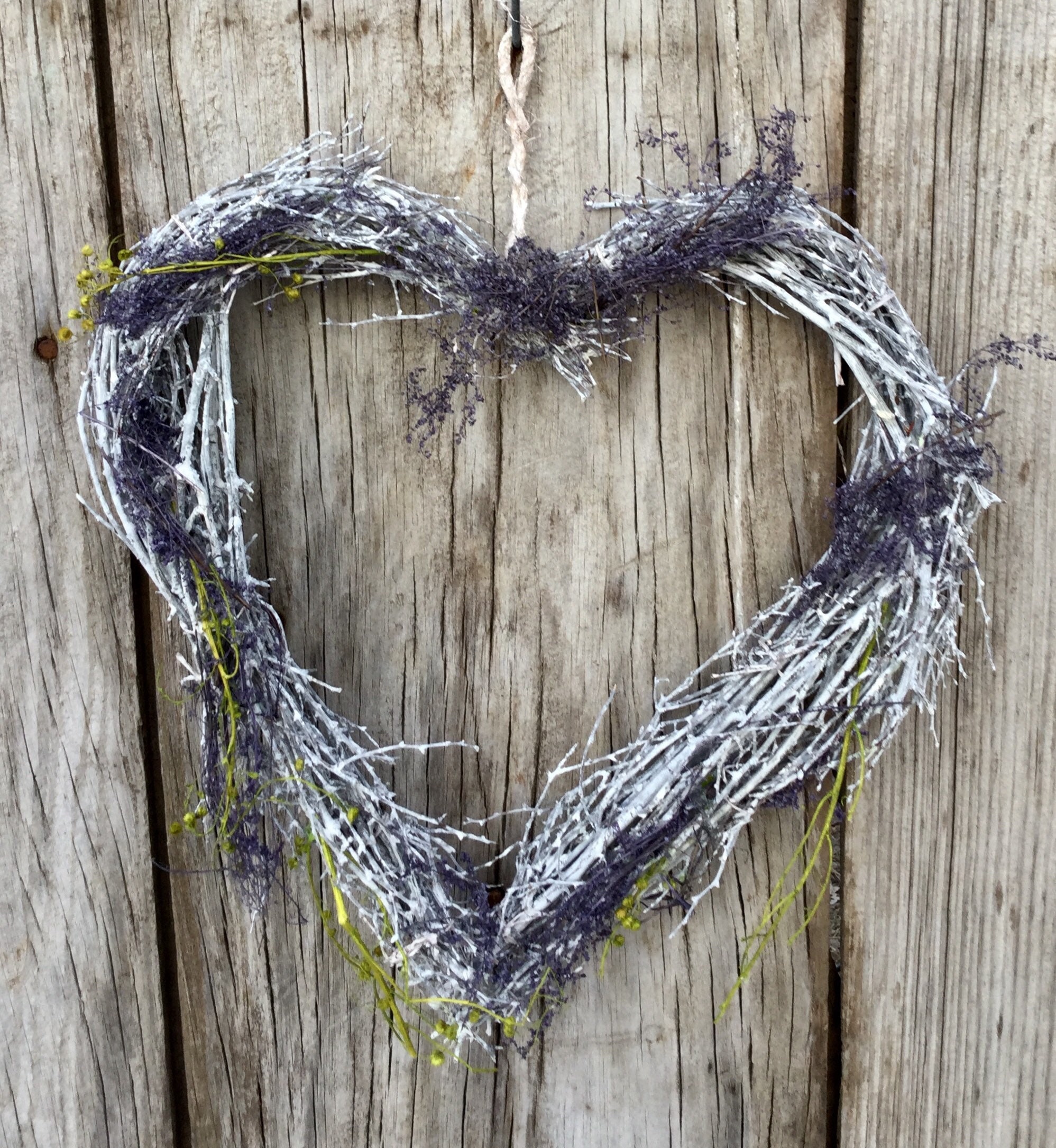 Distressed White Twig Heart Wreath