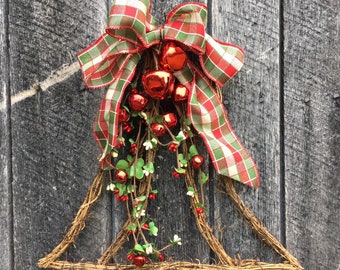 Holiday Bell with Pip Berries and Red Jingle Bells