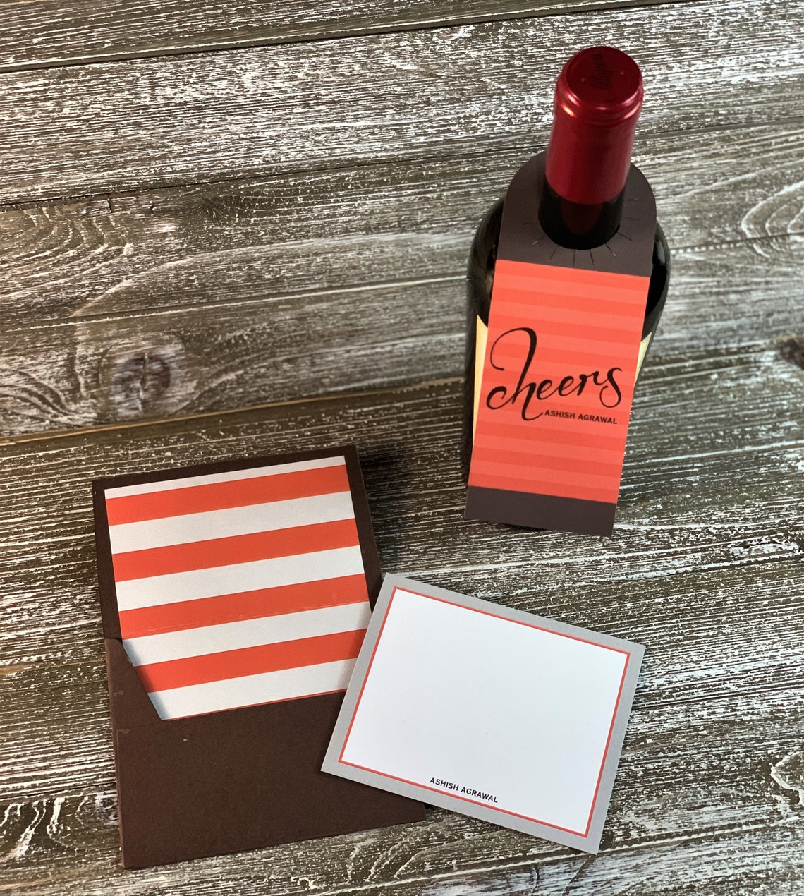 Custom Wine Bottle Neck Tags Geometric Pattern Personalized Etsy